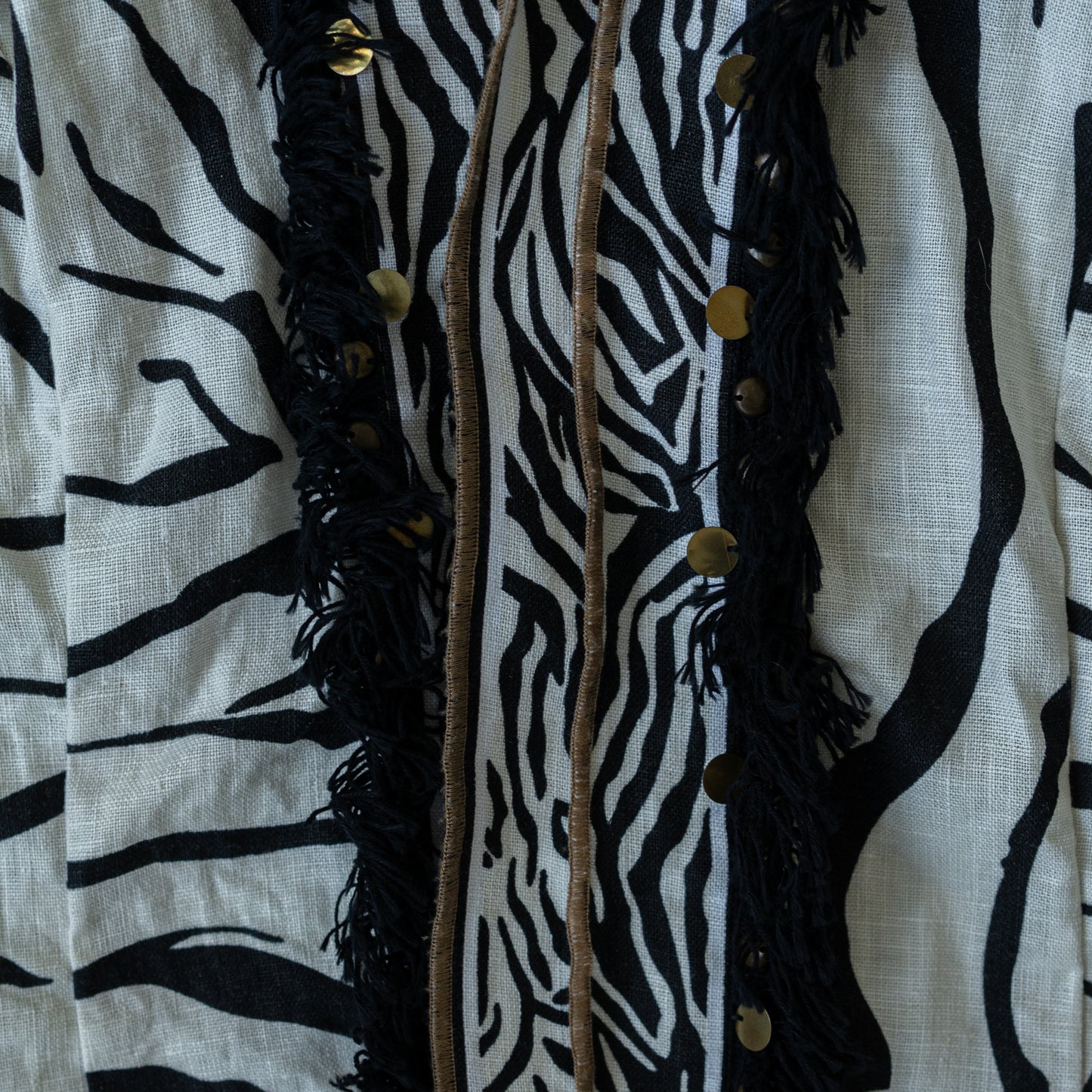 Zebra Print Linen Fringe Jacket
