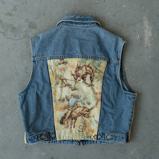 Vintage Western Tapestry Denim Vest