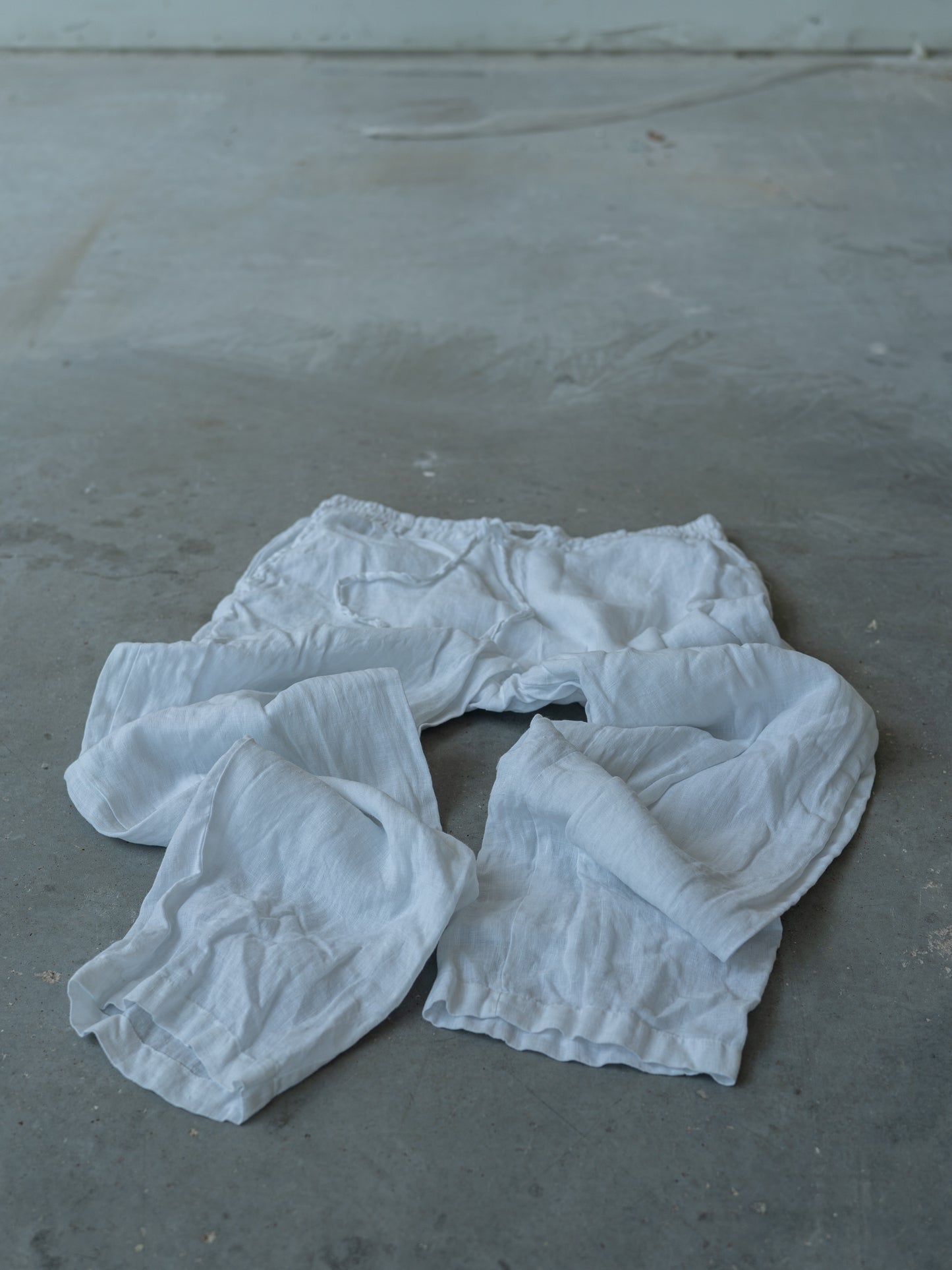 White Linen Drawstring Pants