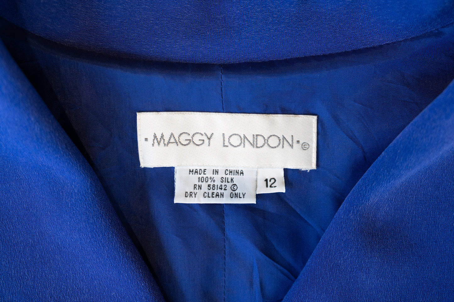 Vintage Electric Blue Silk Zip Blouse
