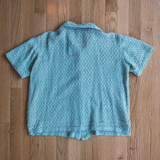 Vintage Mint Textured Knit Cotton Shirt