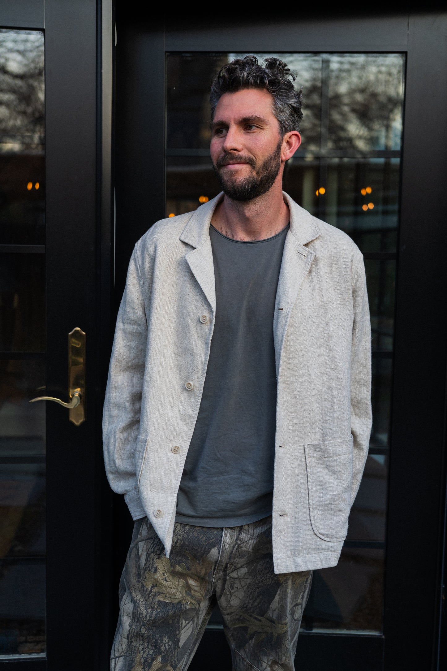 Natural Ramie Linen Blend Workwear Blazer