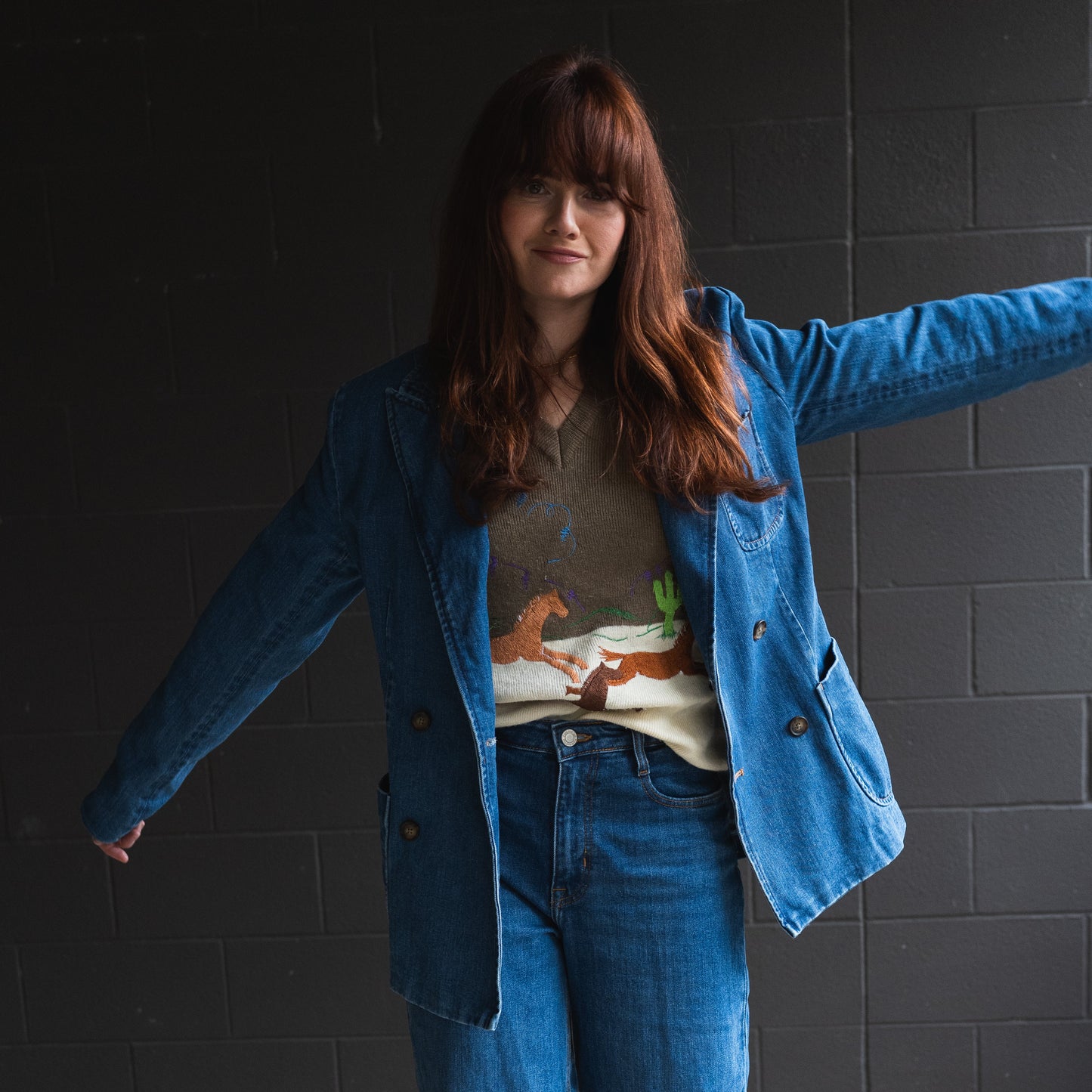 Ralph Lauren Double-Breasted Denim Blazer