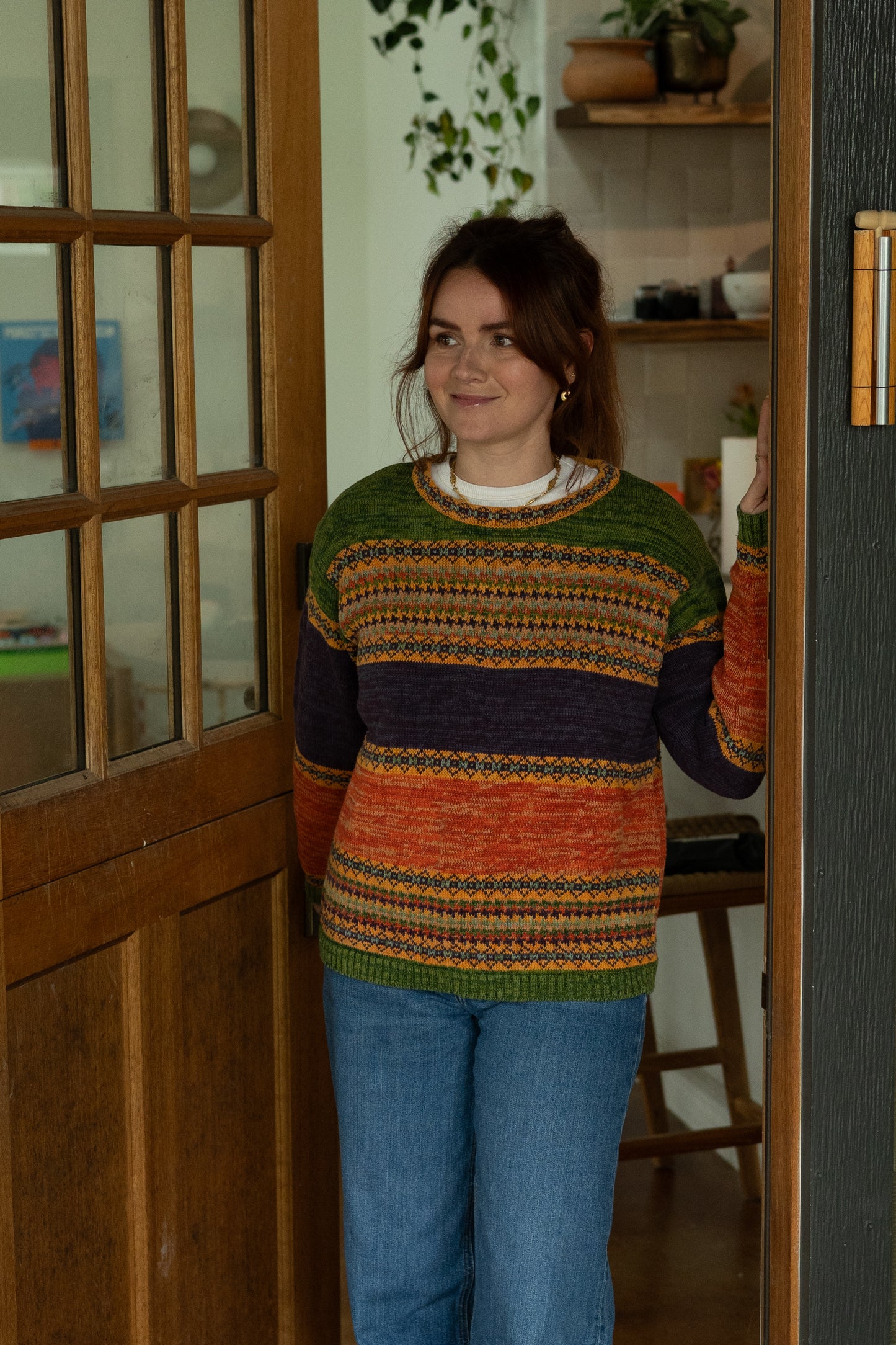 Colorful Fair Isle-Inspired Ramie-Cotton Sweater
