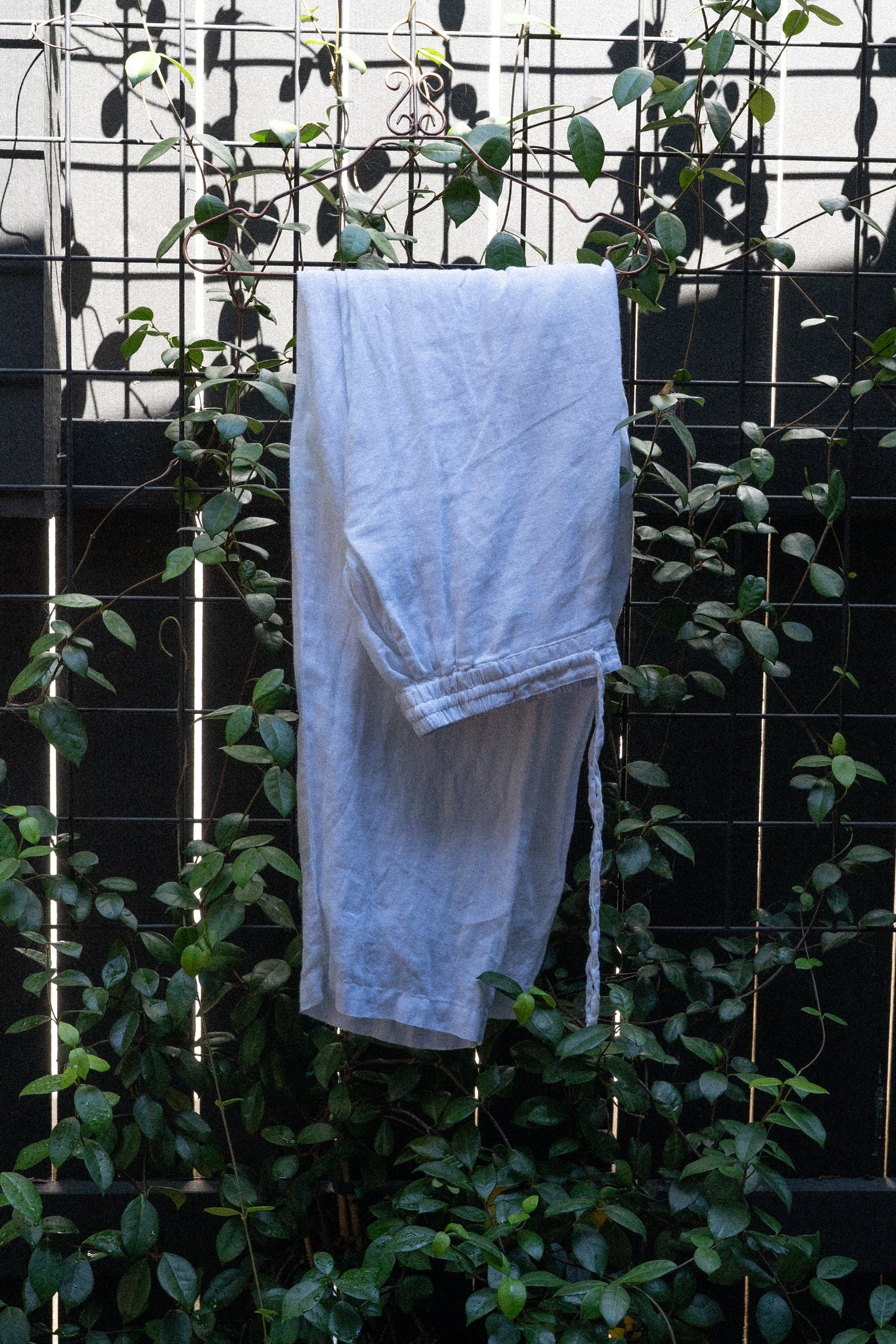 White Linen Drawstring Pants