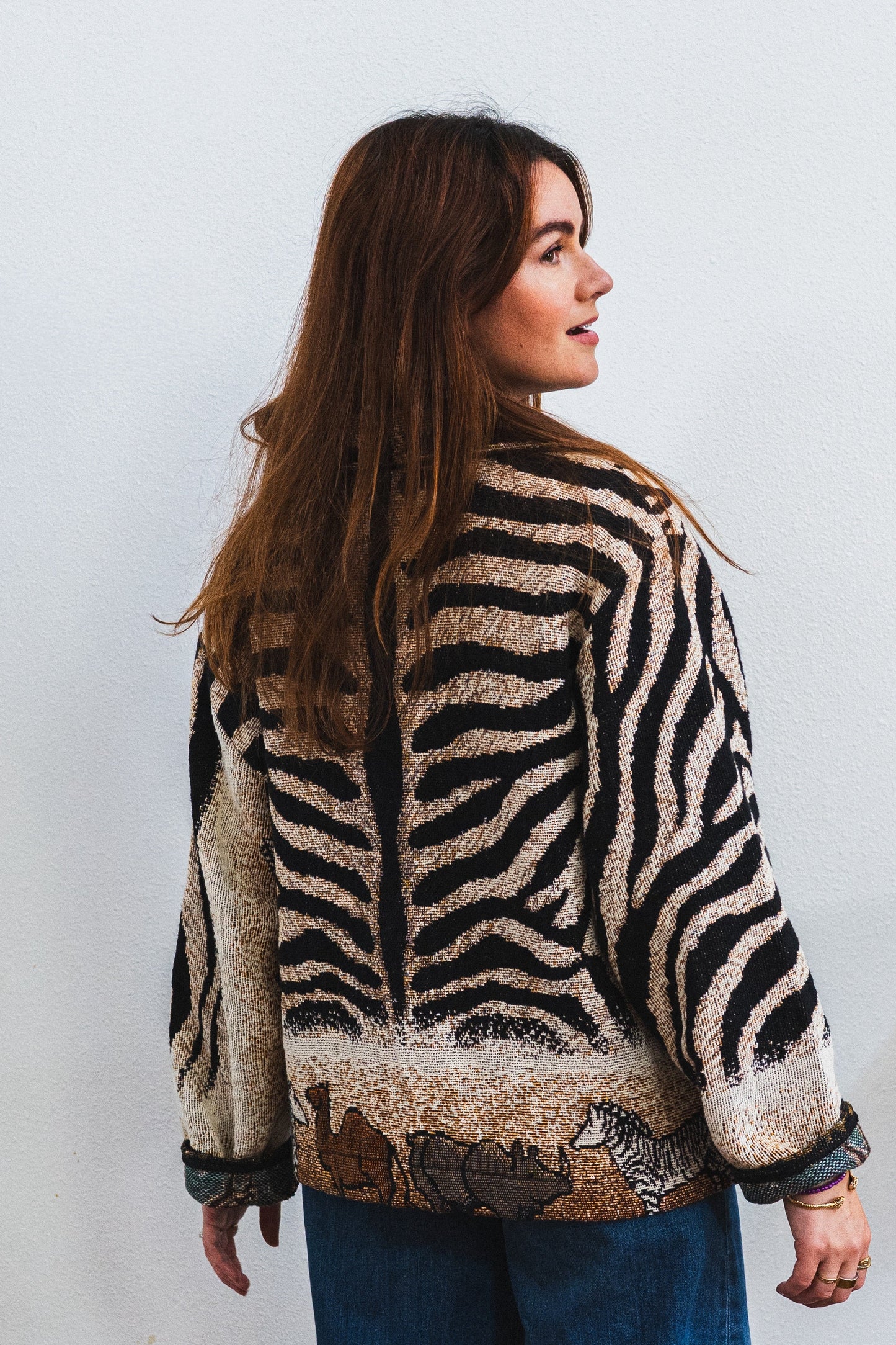 Vintage Zebra Tapestry Oversized Jacket