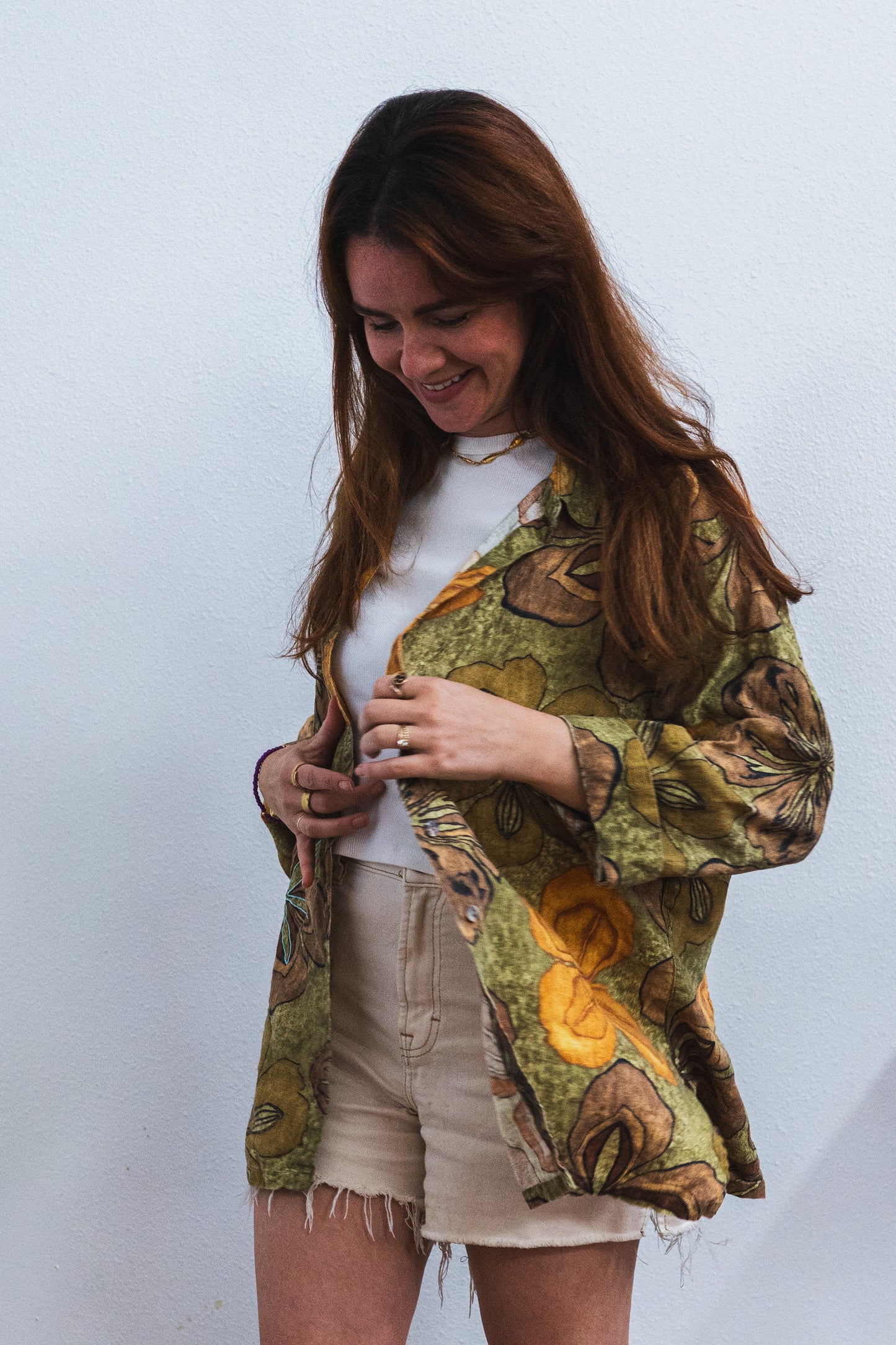 Olive Floral Linen Shirt
