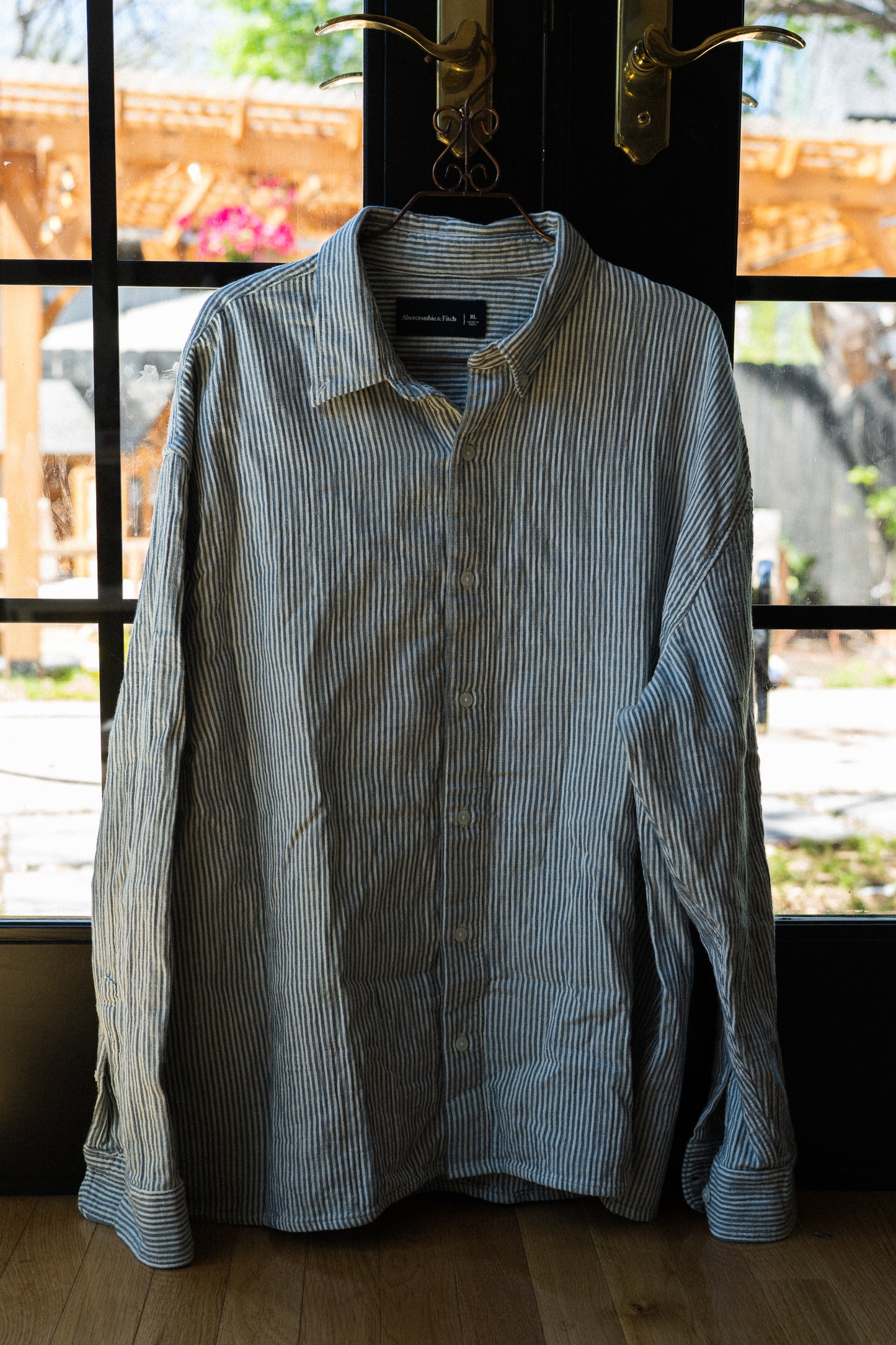Striped Cotton Linen Button-Up Shirt