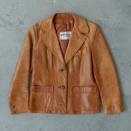 1970s Cognac Leather Blazer
