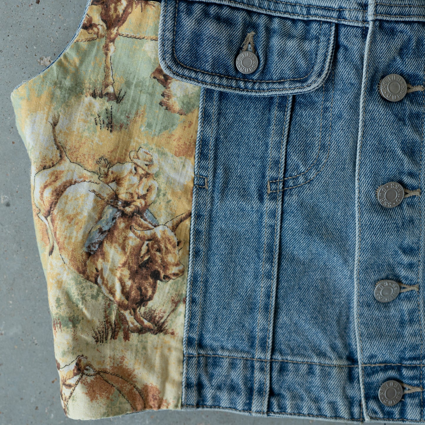 Vintage Western Tapestry Denim Vest