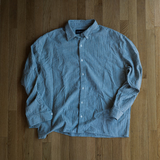 Striped Cotton Linen Button-Up Shirt