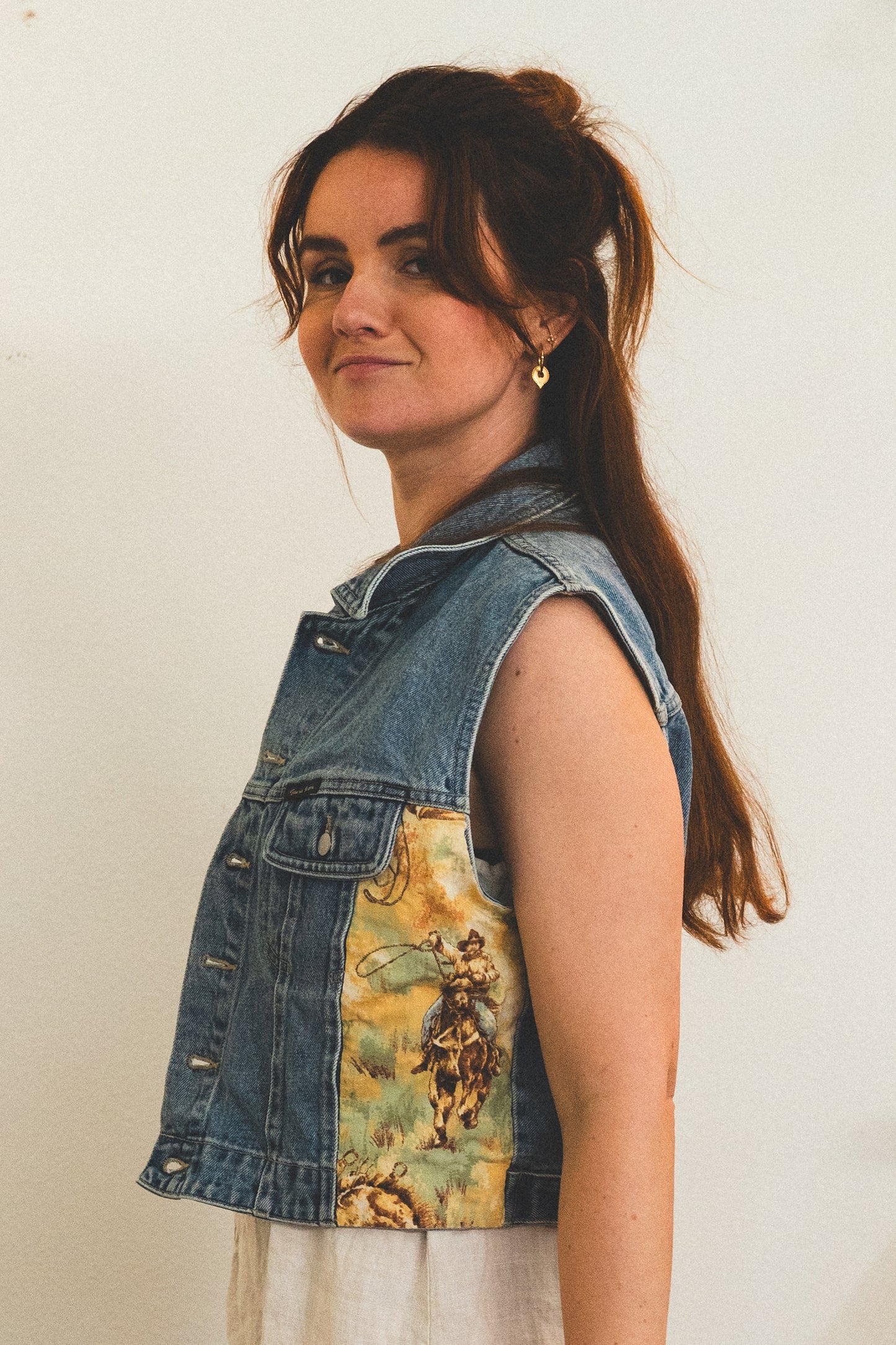 Vintage Western Tapestry Denim Vest