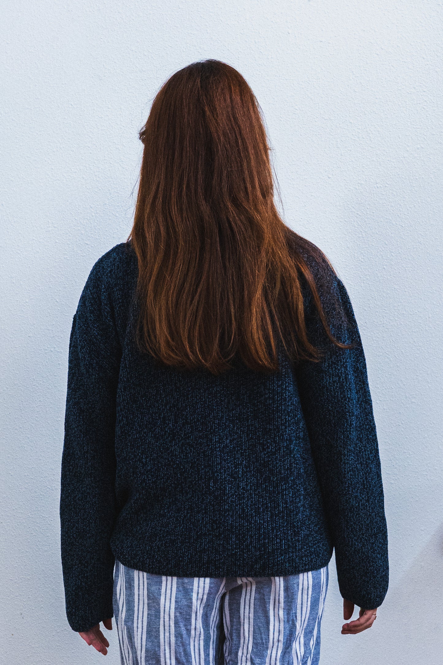 Teal Marled Knit V-Neck Sweater