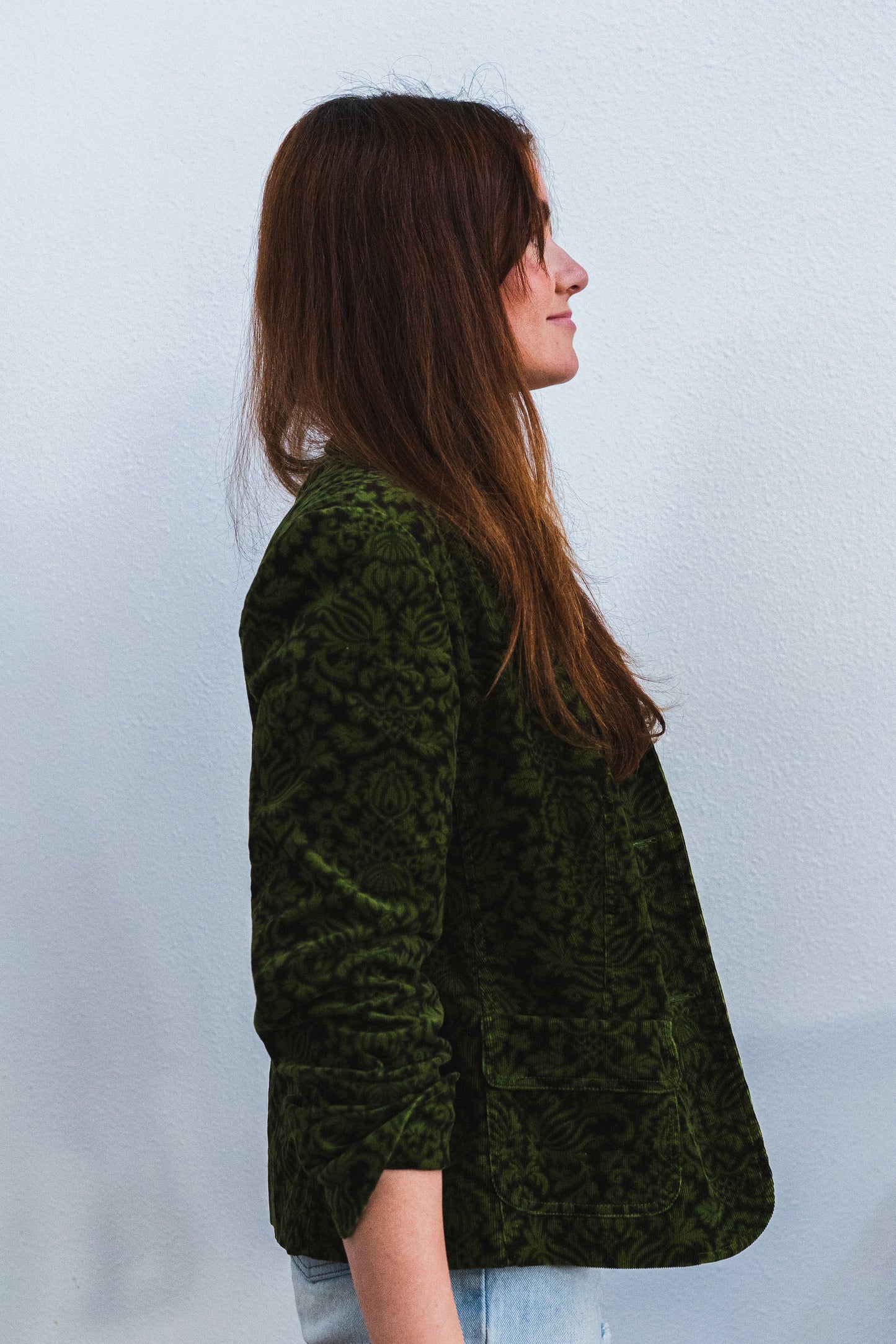 Vintage Green Floral Corduroy Jacket