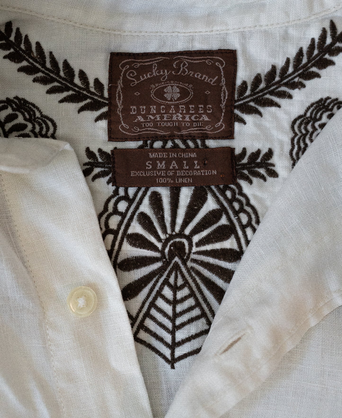 Embroidered Linen Button Down