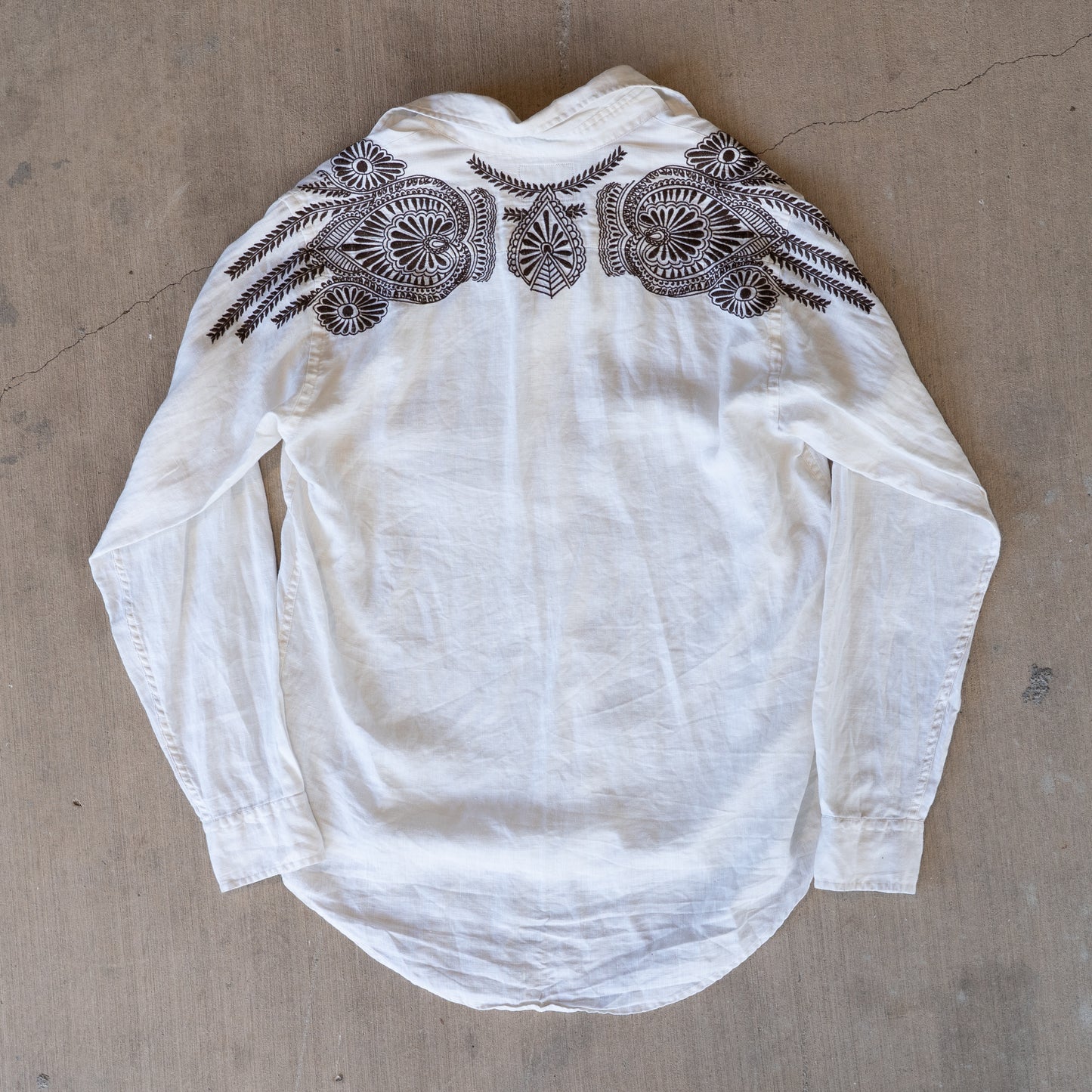 Embroidered Linen Button Down