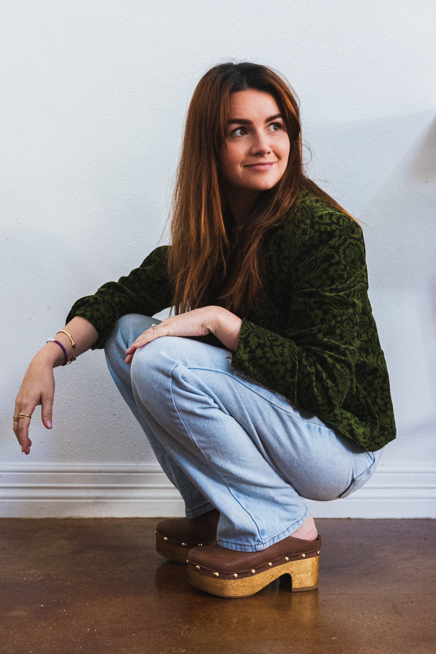 Vintage Green Floral Corduroy Jacket