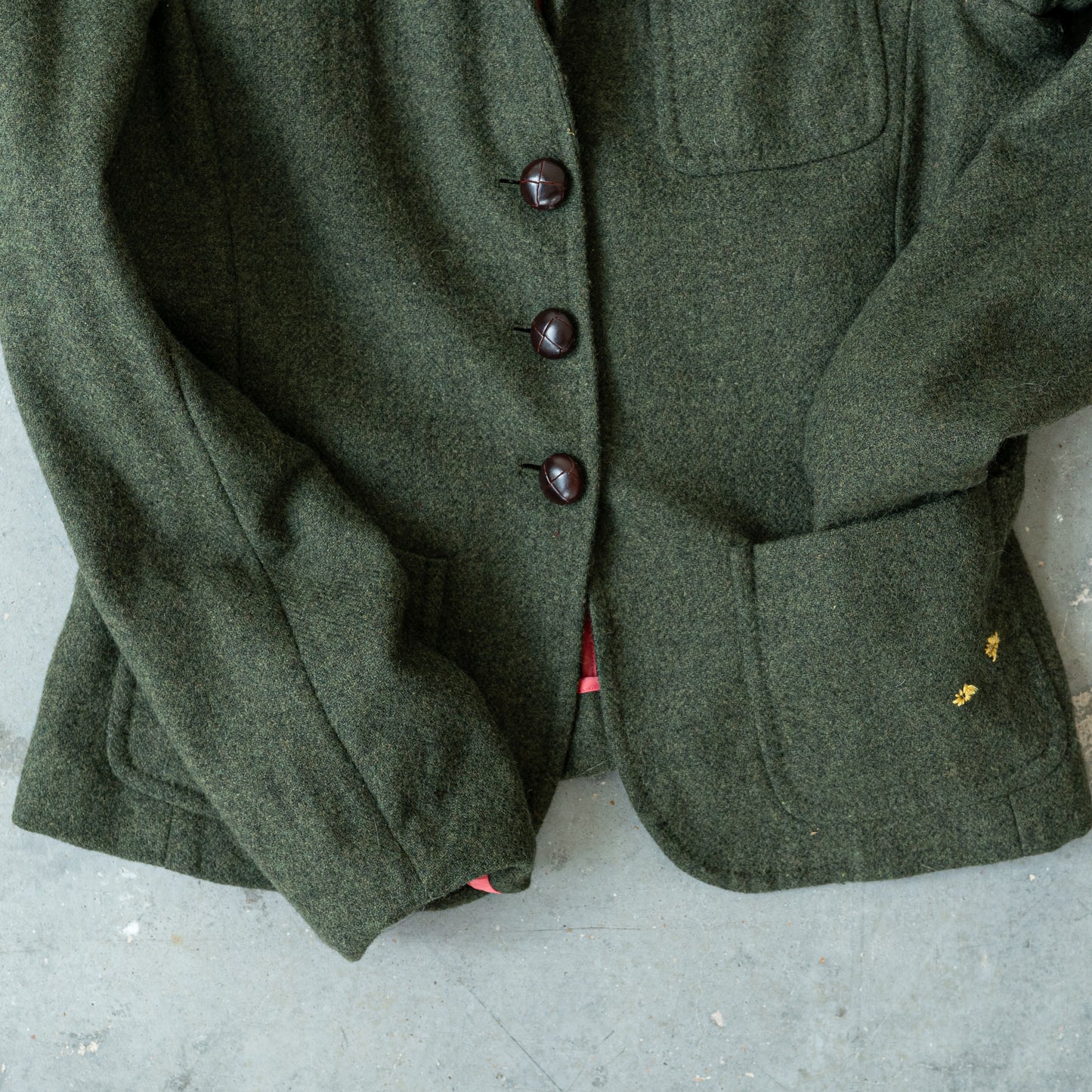 Olive Wool Blazer in Scottish Cloth