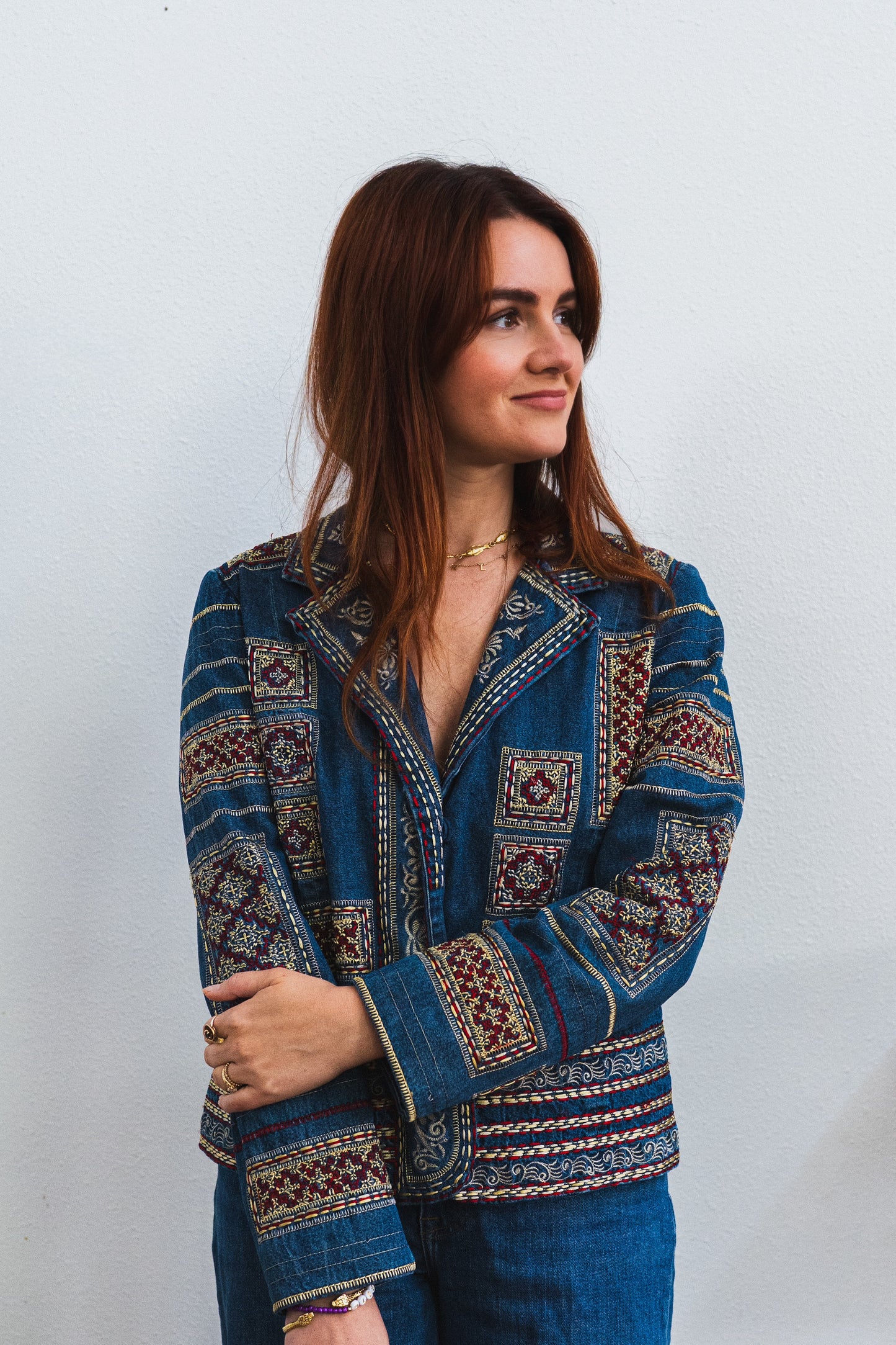 Vintage Embroidered Denim Tapestry Jacket