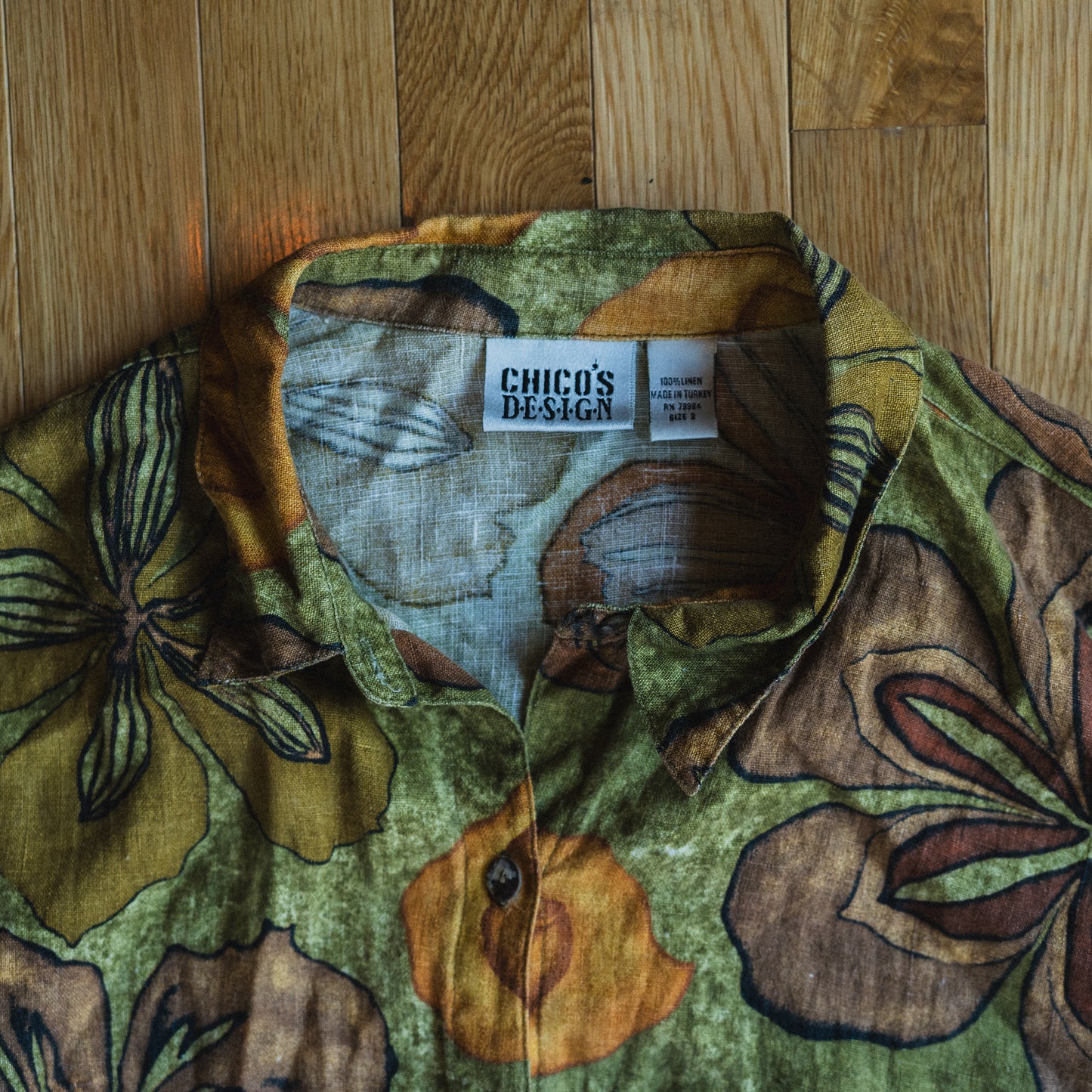 Olive Floral Linen Shirt