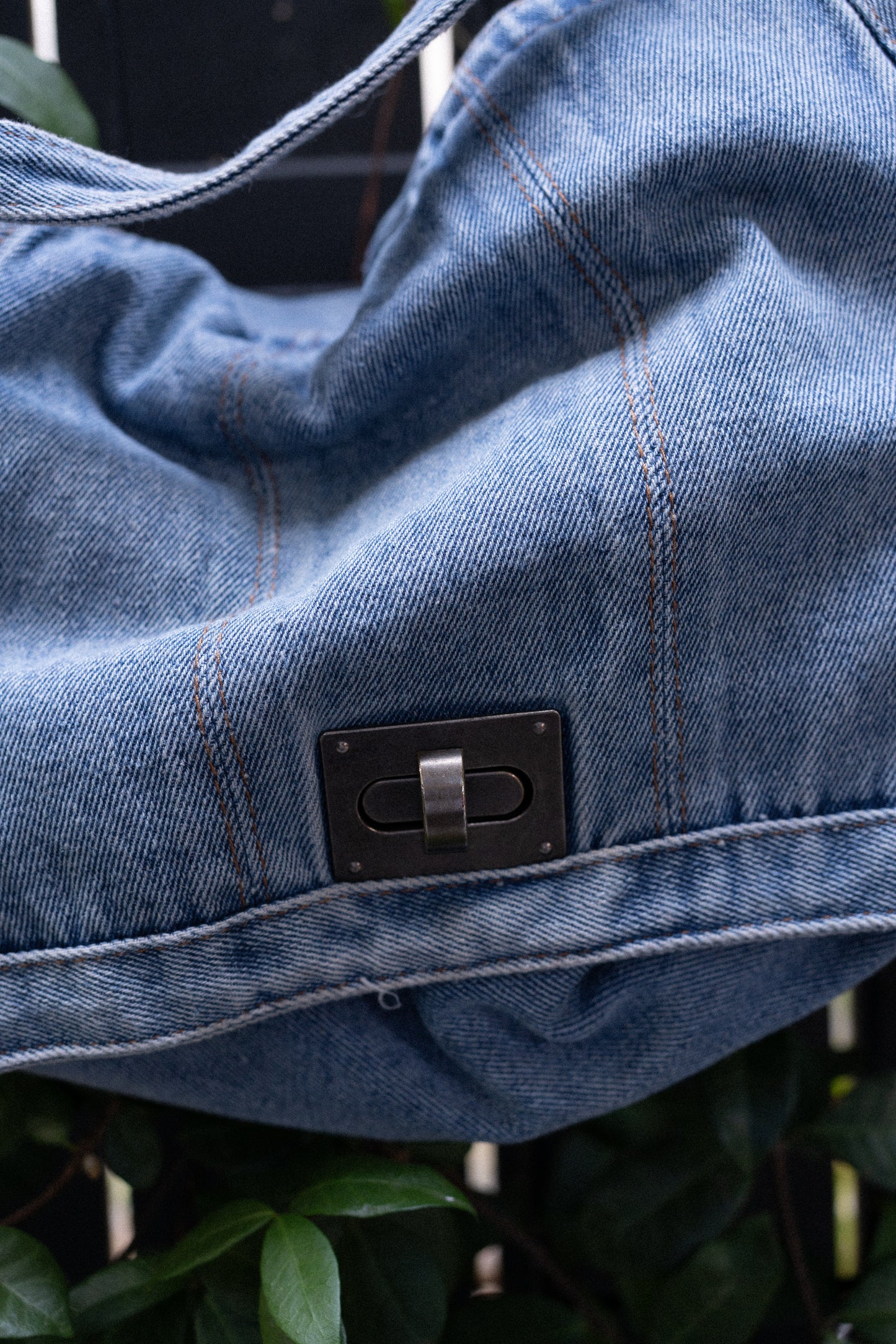 Y2K Washed Denim Chain Shoulder Bag