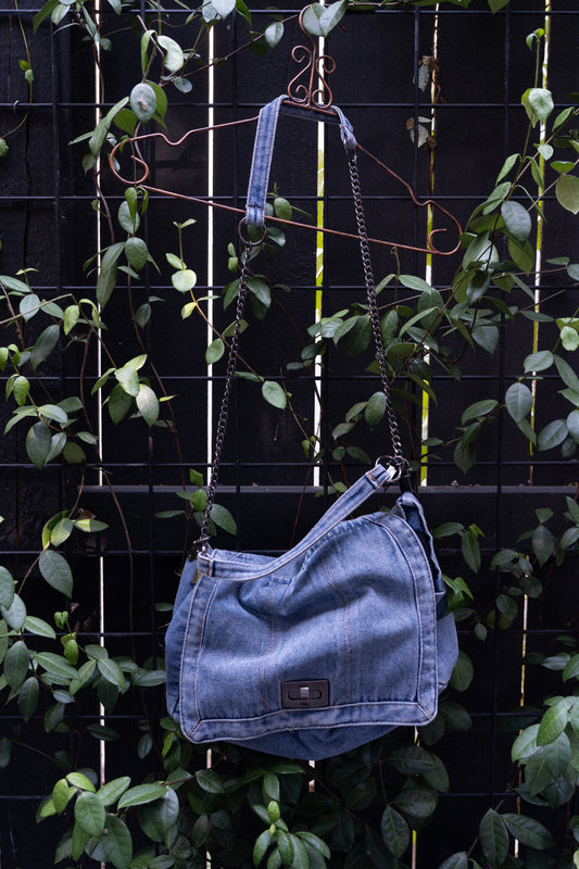 Y2K Washed Denim Chain Bag