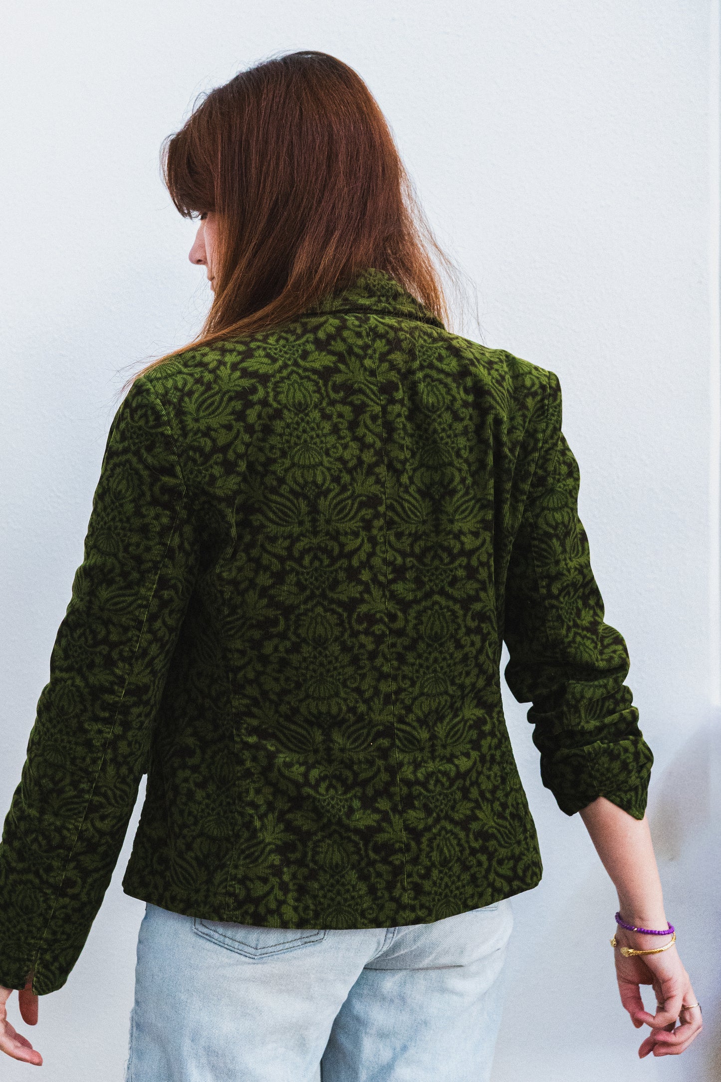 Vintage Green Floral Corduroy Jacket