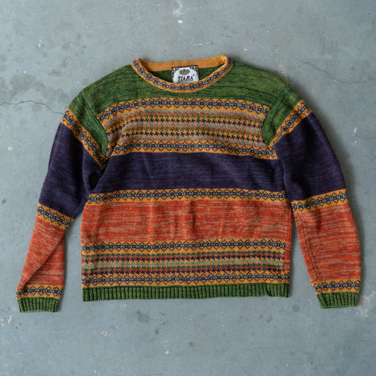 Colorful Fair Isle-Inspired Ramie-Cotton Sweater