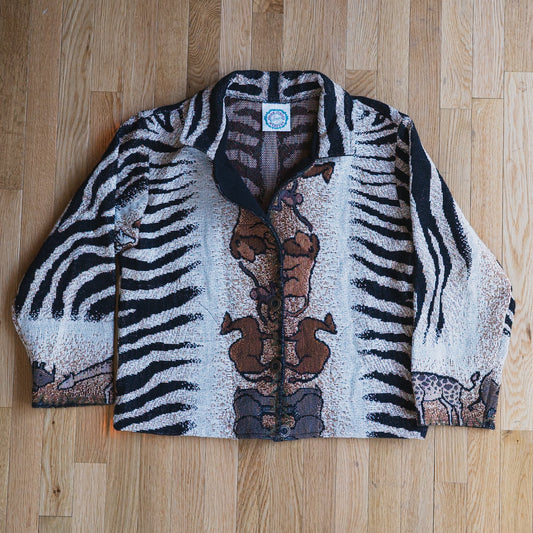 Vintage Zebra Tapestry Oversized Jacket