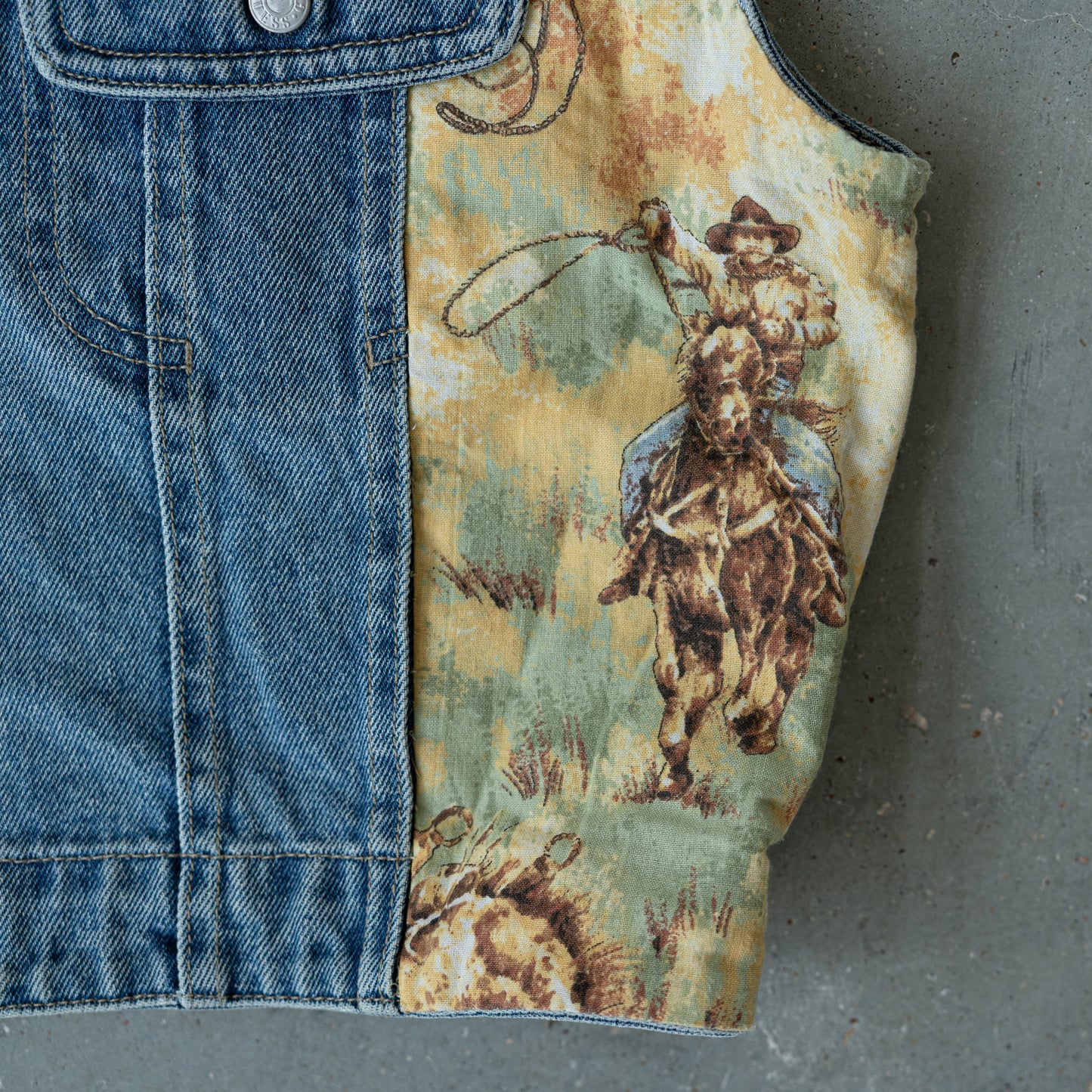 Vintage Western Tapestry Denim Vest