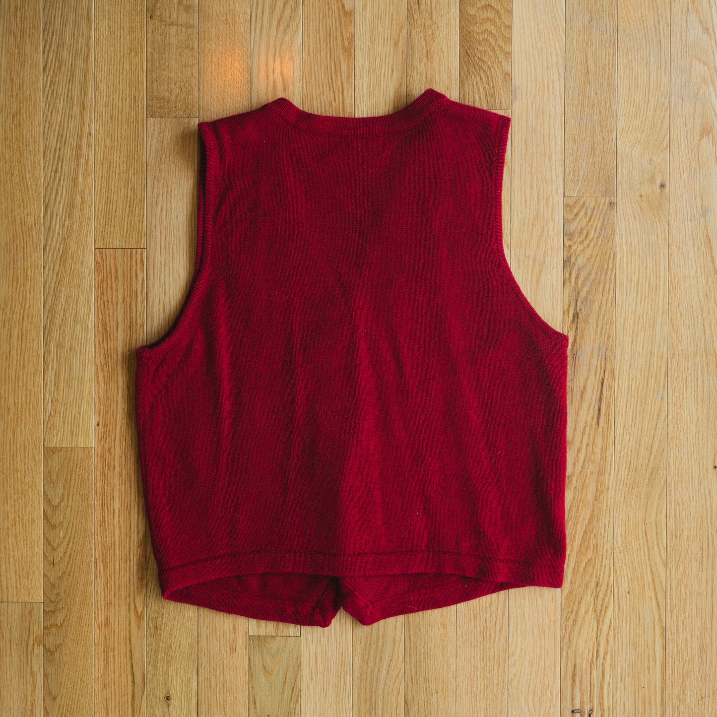 Vintage Red Embroidered Cotton Ramie Vest