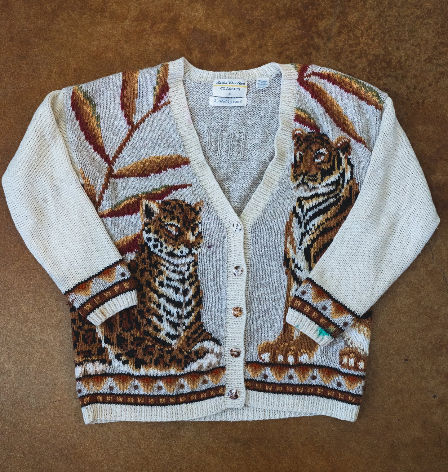 Hand Knit Tiger and Leopard Cardigan