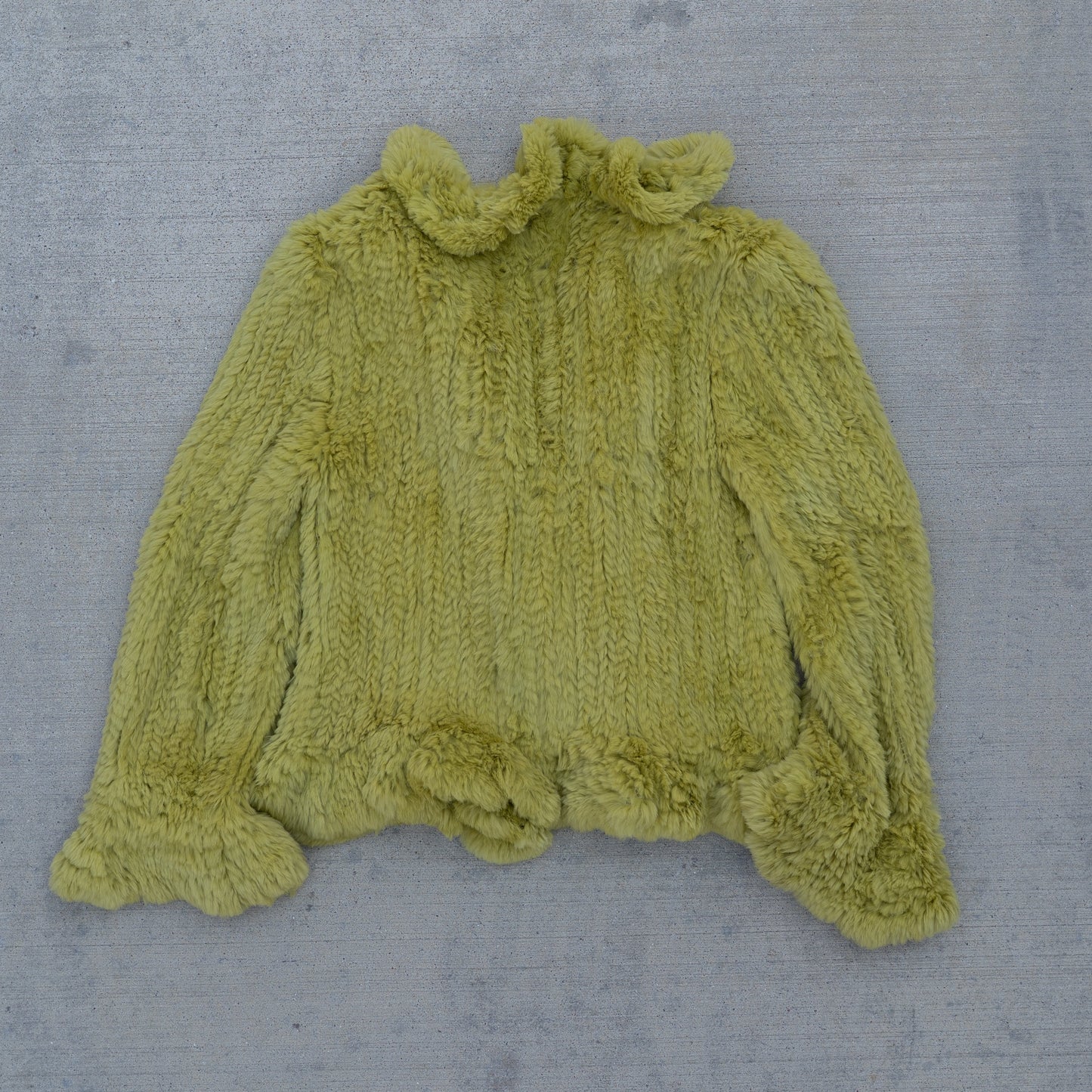 Vintage Chartreuse Rabbit Fur Jacket