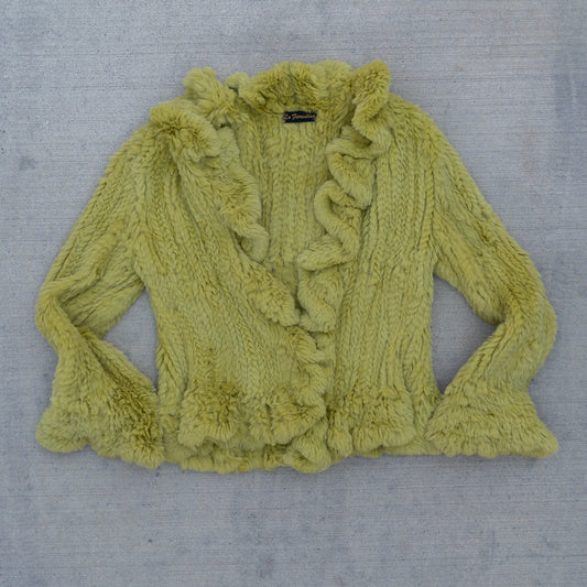 Vintage Chartreuse Rabbit Fur Jacket