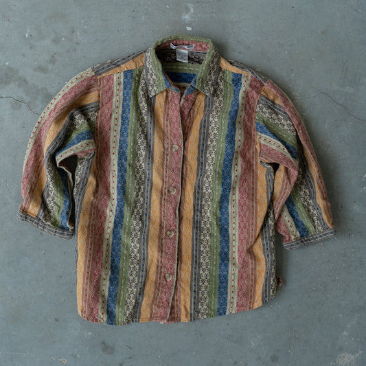 Southwestern Stripe Cotton Shirt
