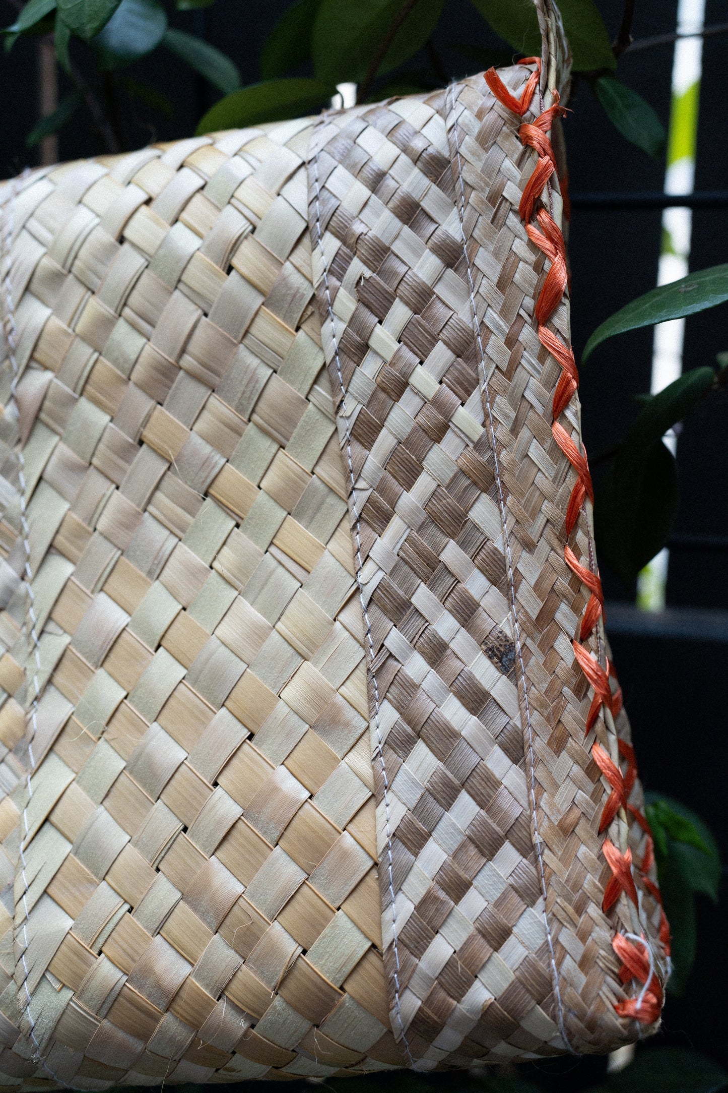Embroidered Woven Straw Shoulder Bag