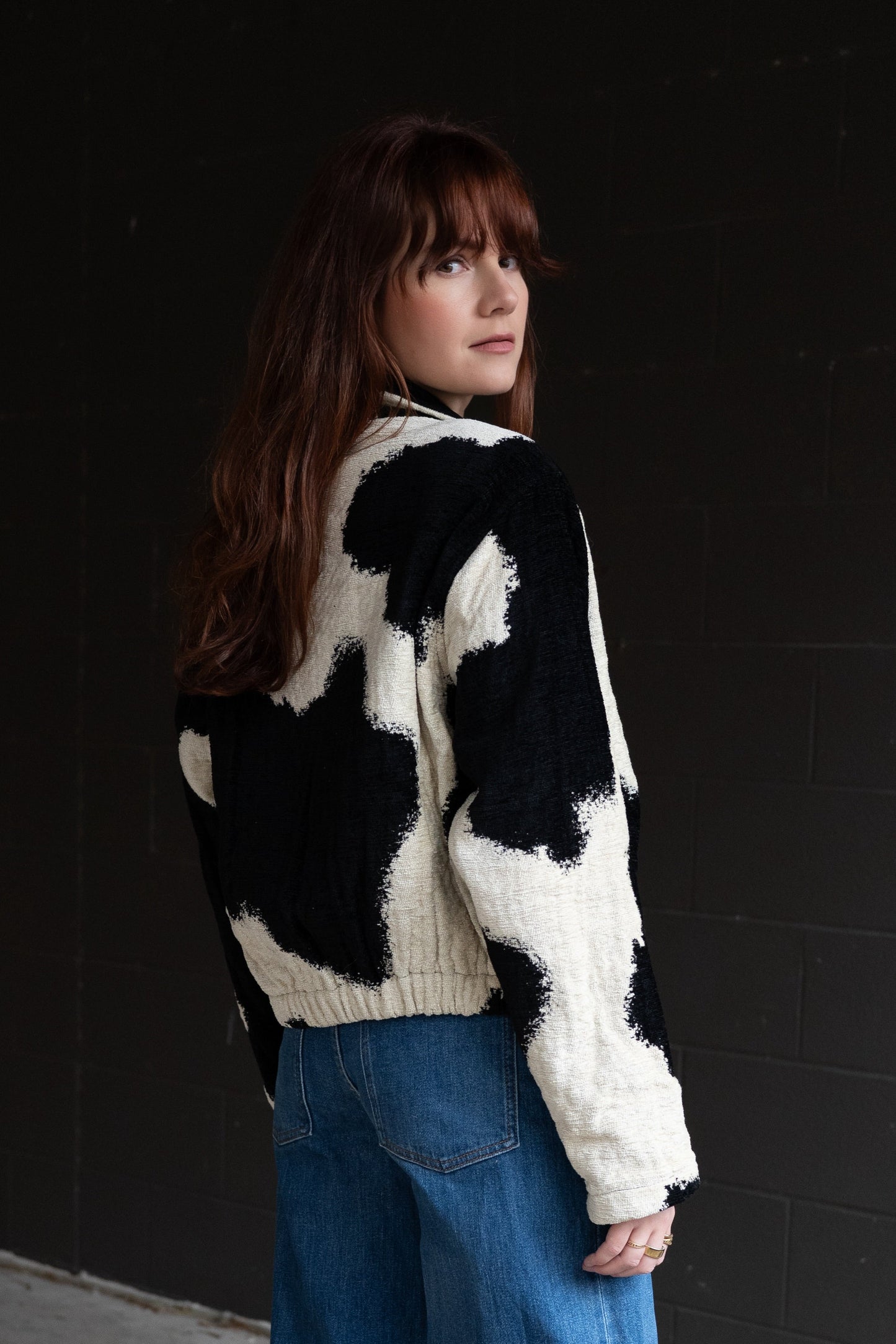 Cropped Cow Print Blazer - Painted Pony