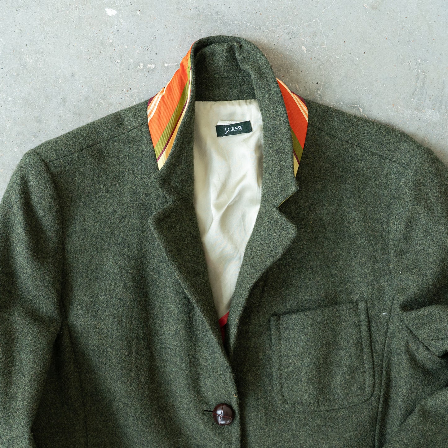 Olive Wool Blazer in Scottish Cloth