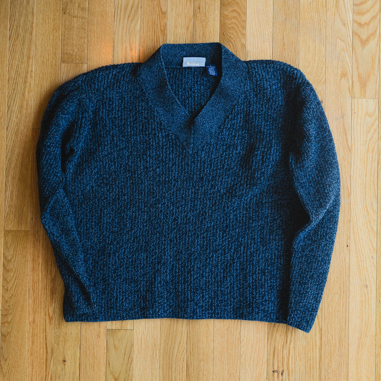 Teal Marled Knit V-Neck Sweater