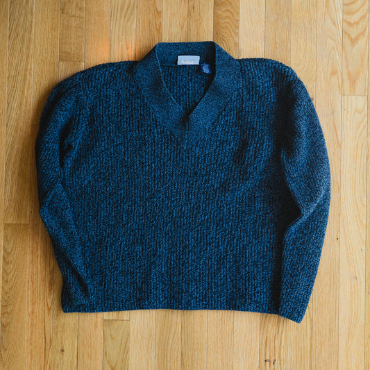 Teal Marled Knit V-Neck Sweater