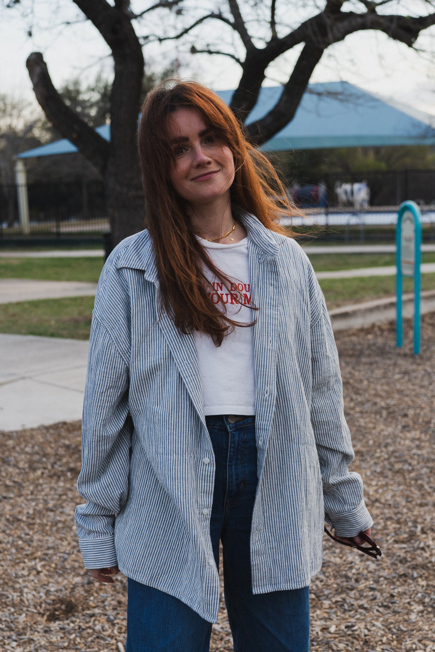 Striped Cotton Linen Button-Up Shirt