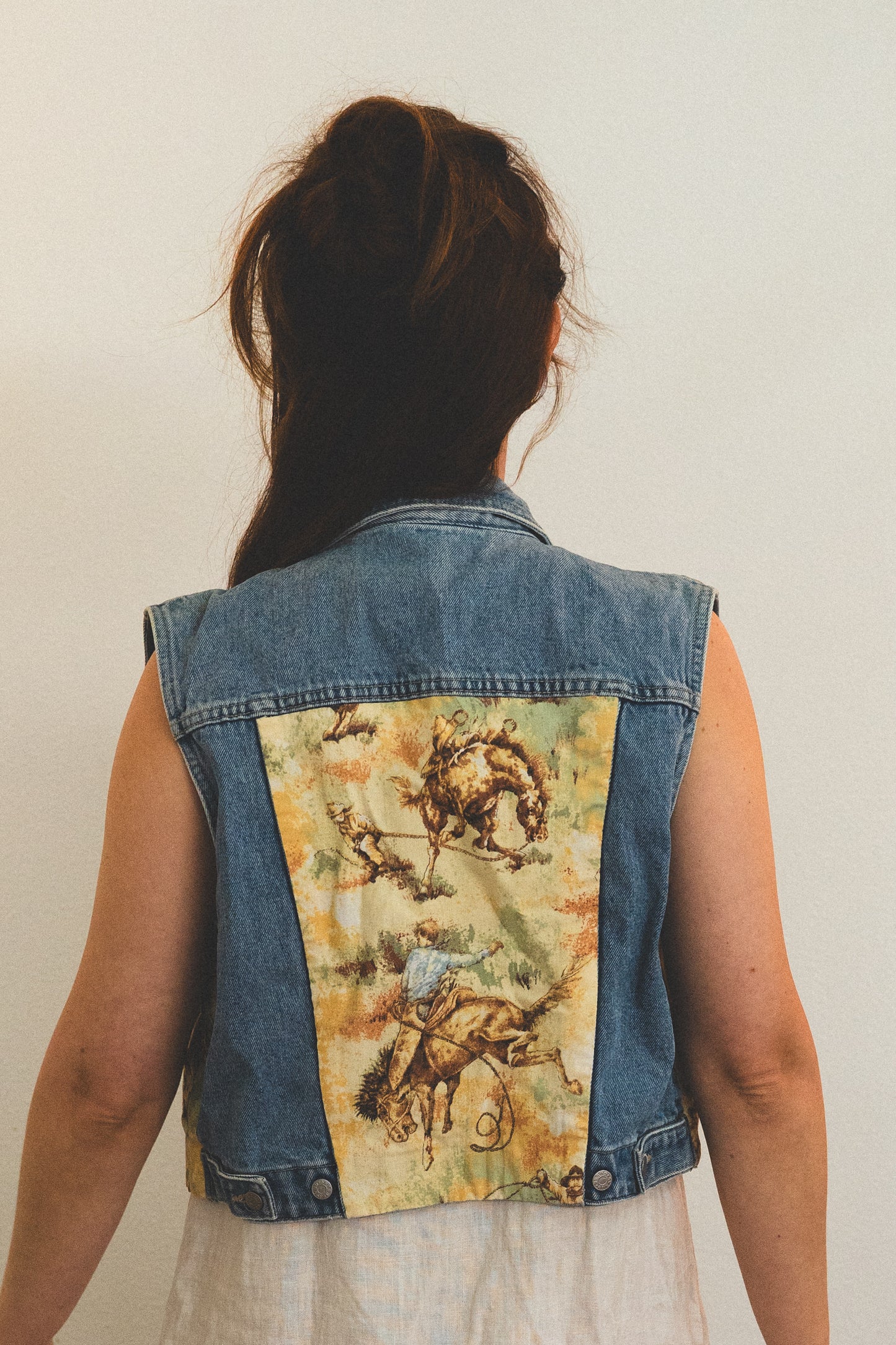 Vintage Western Tapestry Denim Vest