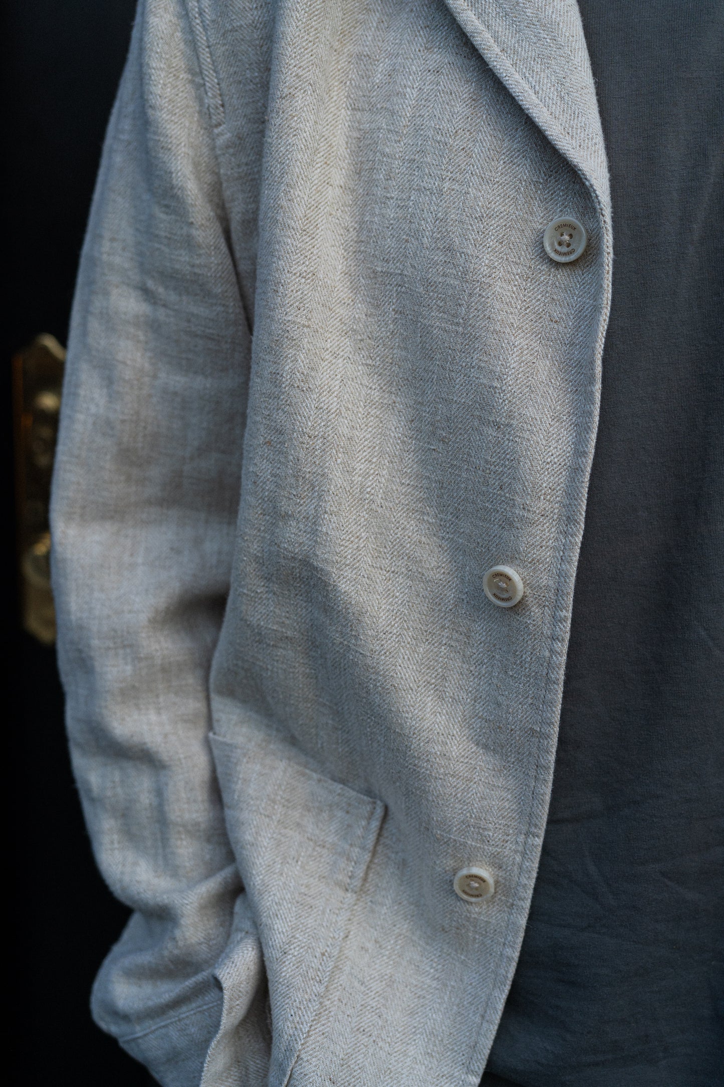 Natural Ramie Linen Blend Workwear Blazer
