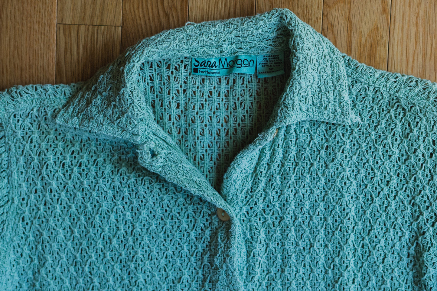 Vintage Mint Textured Knit Cotton Shirt