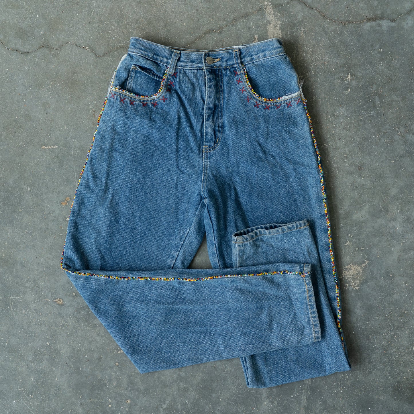 Vintage Beaded Denim Jeans