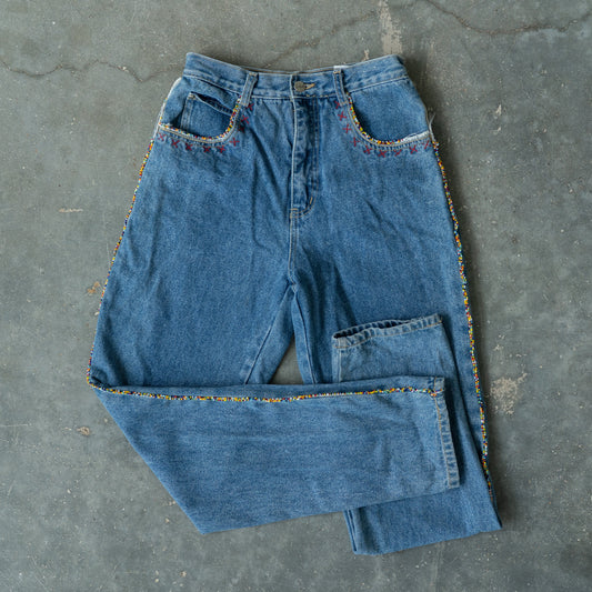 Vintage Beaded Denim Jeans