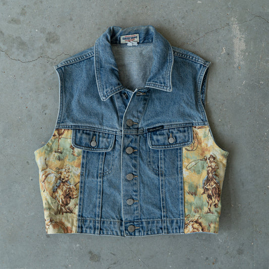 Vintage Western Tapestry Denim Vest