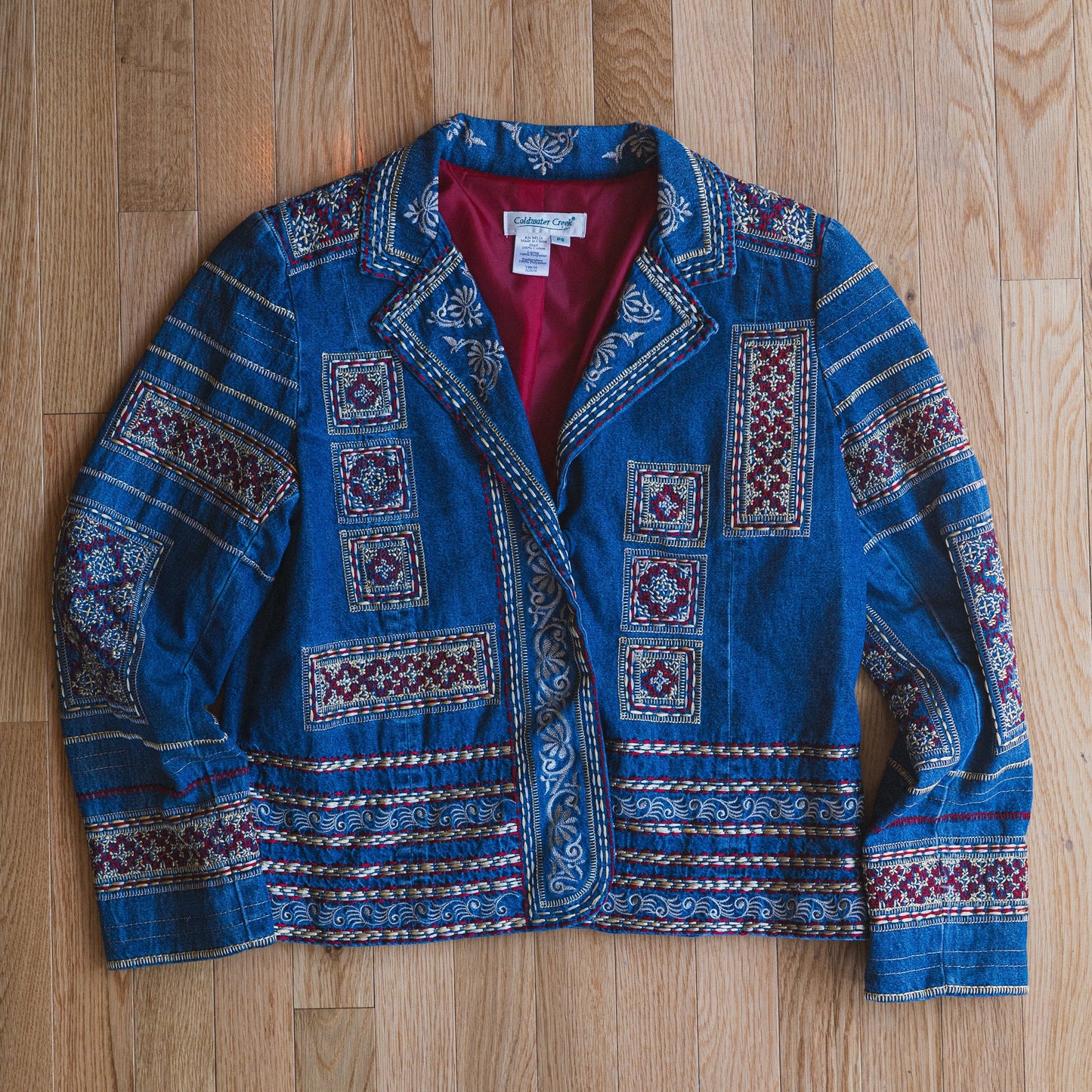 Vintage Embroidered Denim Tapestry Jacket