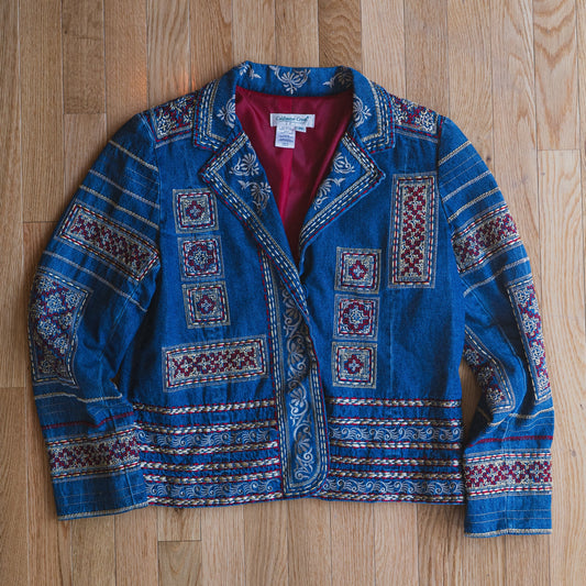 Vintage Embroidered Denim Tapestry Jacket