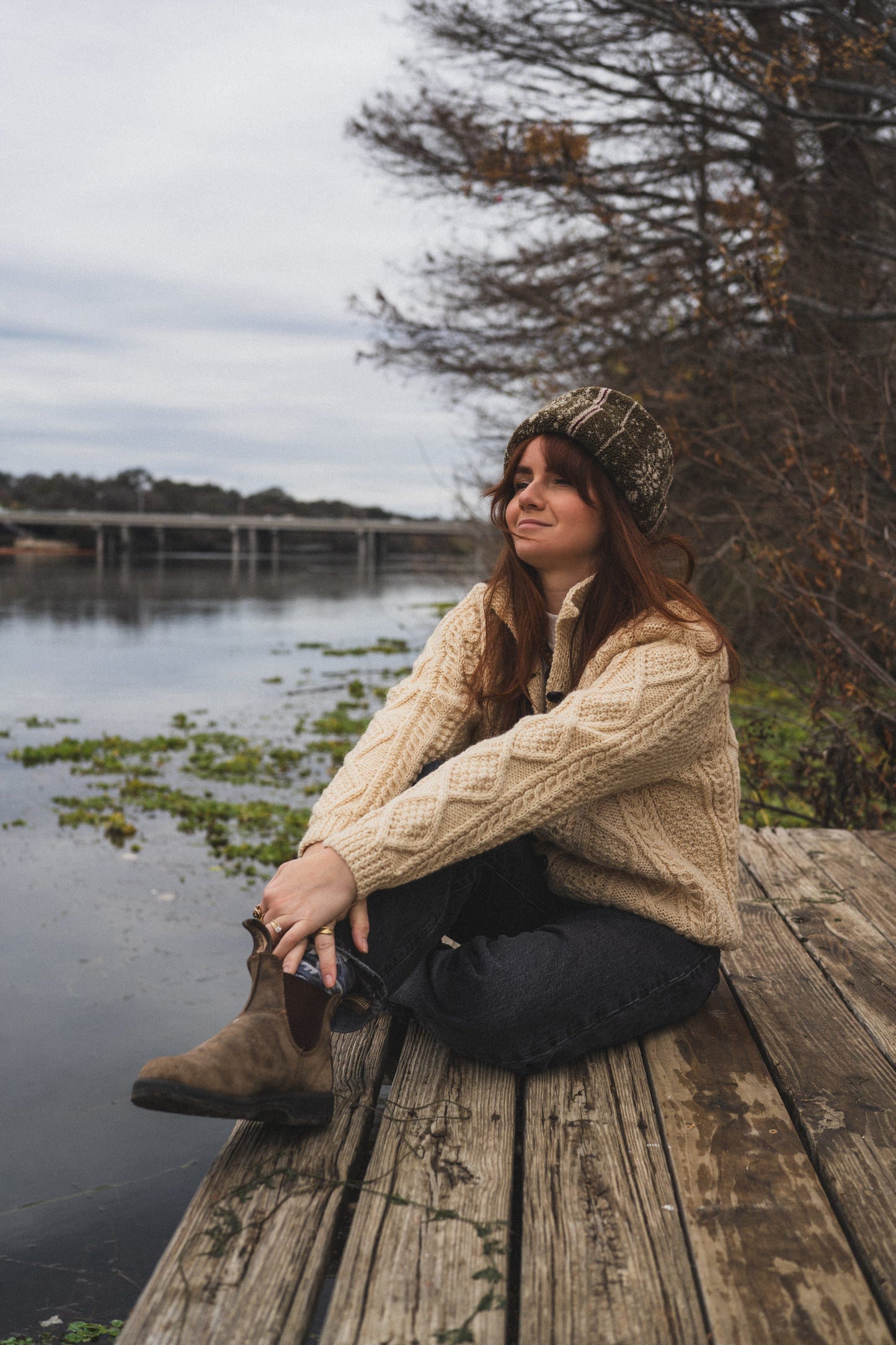 Vintage Hand-Knit Wool Cable Cardigan